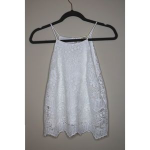 White High Neck Lace Top